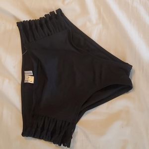 Black high-waisted bikini bottoms